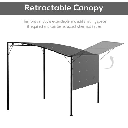 Spacious Metal Patio Gazebo with Adjustable Canopy - Charcoal Grey