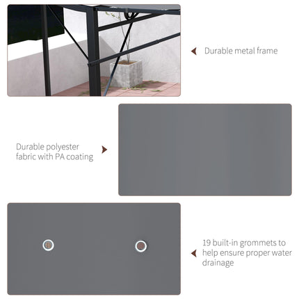 Spacious Metal Patio Gazebo with Adjustable Canopy - Charcoal Grey