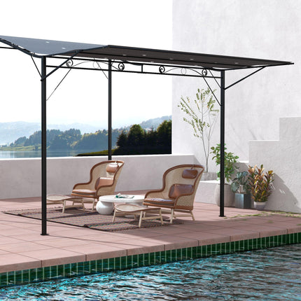 Spacious Metal Patio Gazebo with Adjustable Canopy - Charcoal Grey