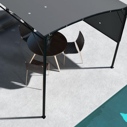 Spacious Metal Patio Gazebo with Adjustable Canopy - Charcoal Grey