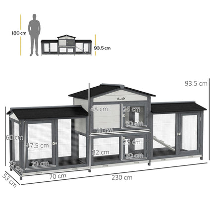 2-Tier Large Rabbit Hutch Outdoor with Double Side Run Boxes, No-leak Plastic Tr