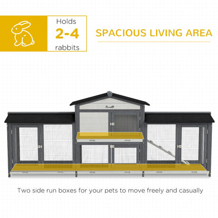 2-Tier Large Rabbit Hutch Outdoor with Double Side Run Boxes, No-leak Plastic Tr