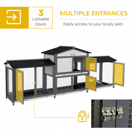 2-Tier Large Rabbit Hutch Outdoor with Double Side Run Boxes, No-leak Plastic Tr