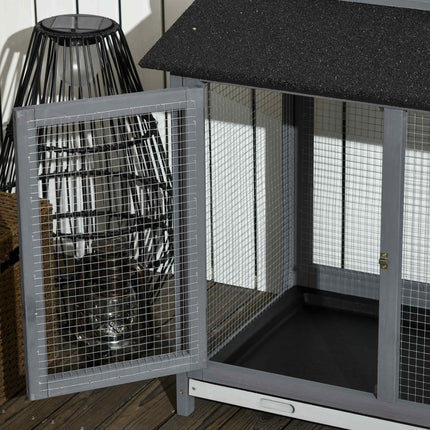 2-Tier Large Rabbit Hutch Outdoor with Double Side Run Boxes, No-leak Plastic Tr