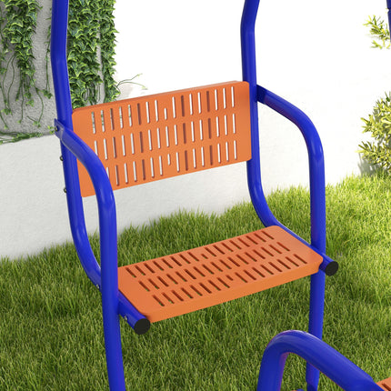 3 in 1 Metal Kids Swing Set with Glider and Rocking Chair - Orange