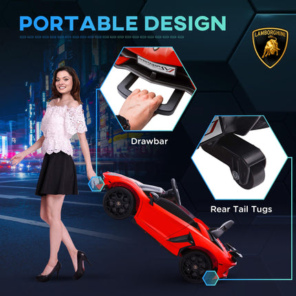 Lamborghini Licensed 12V Kids Electric Car with Butterfly Doors, Remote, Music & Suspension - Red