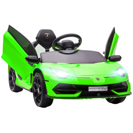 Lamborghini Licensed 12V Kids Electric Car with Remote, Butterfly Doors, Music & Suspension - Green