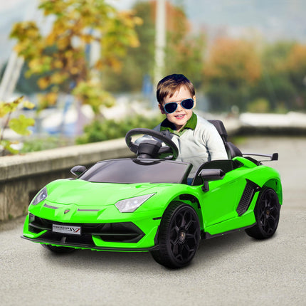 Lamborghini Licensed 12V Kids Electric Car with Remote, Butterfly Doors, Music & Suspension - Green