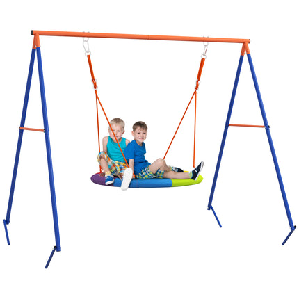 Metal Kids Nest Swing Set with A-Frame for Outdoor Use - Multicoloured