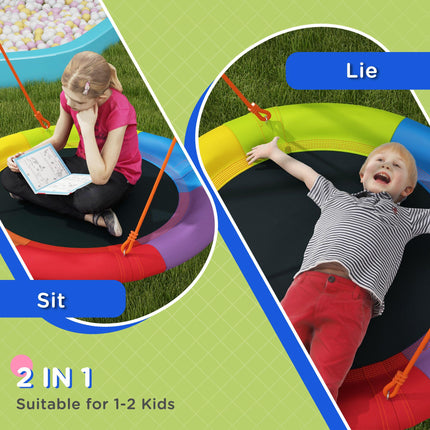 Metal Kids Nest Swing Set with A-Frame for Outdoor Use - Multicoloured