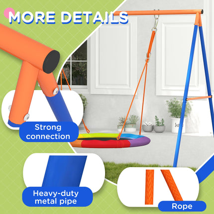 Metal Kids Nest Swing Set with A-Frame for Outdoor Use - Multicoloured