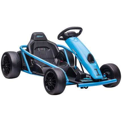 24V Electric Drift Go Kart for Kids 8-12 Years with 2 Speeds and Music Horn - Blue