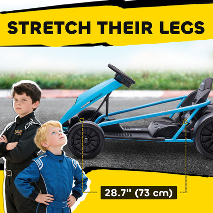 24V Electric Drift Go Kart for Kids 8-12 Years with 2 Speeds and Music Horn - Blue