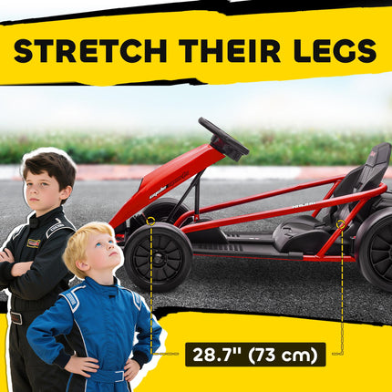 24V Electric Kids Go Kart with Drift and 2 Speeds for Ages 8-12 - Red