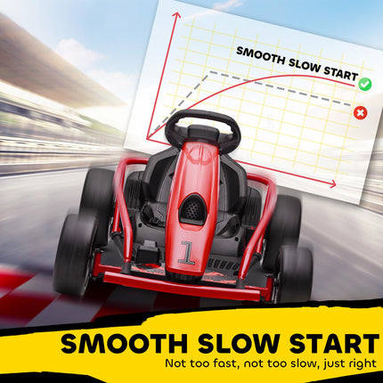 24V Electric Kids Go Kart with Drift and 2 Speeds for Ages 8-12 - Red