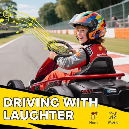 24V Electric Kids Go Kart with Drift and 2 Speeds for Ages 8-12 - Red