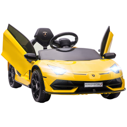 Lamborghini Licensed 12V Kids Electric Car with Remote, Butterfly Doors, Music & Suspension - Yellow