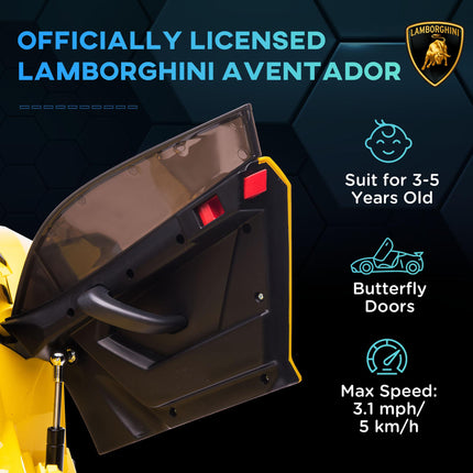 Lamborghini Licensed 12V Kids Electric Car with Remote, Butterfly Doors, Music & Suspension - Yellow