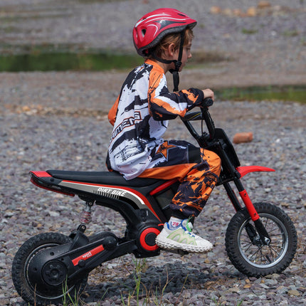 24V Electric Dirt Bike with Twist Grip Throttle, Music Horn & 12" Pneumatic Tyres - Red