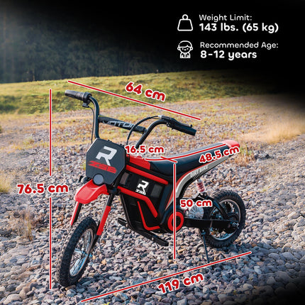 24V Electric Dirt Bike with Twist Grip Throttle, Music Horn & 12" Pneumatic Tyres - Red