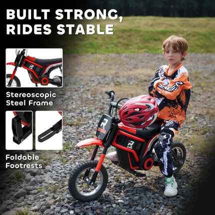 24V Electric Dirt Bike with Twist Grip Throttle, Music Horn & 12" Pneumatic Tyres - Red
