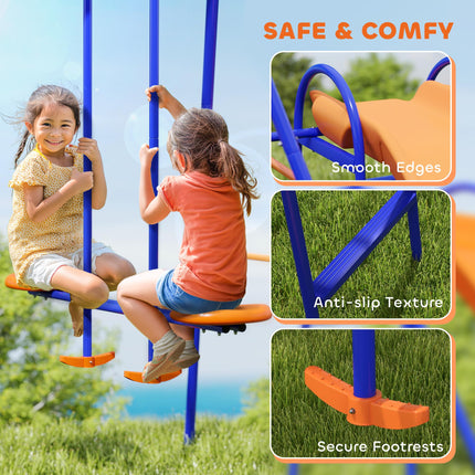 4 in 1 Metal Garden Swing Set with Double Swings and Slide - Orange