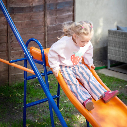 4 in 1 Metal Garden Swing Set with Double Swings and Slide - Orange