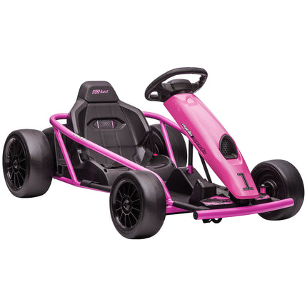 24V Electric Drift Go Kart for Kids 8-12 Years with 2 Speeds - Pink