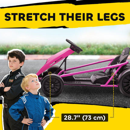 24V Electric Drift Go Kart for Kids 8-12 Years with 2 Speeds - Pink