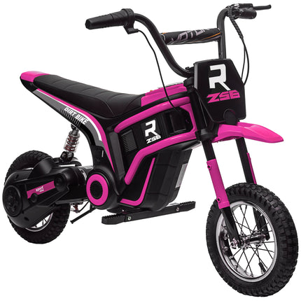 24V Electric Dirt Bike with Twist Grip Throttle, Music Horn, 12" Pneumatic Tyres, 16 Km/h Max Speed - Pink
