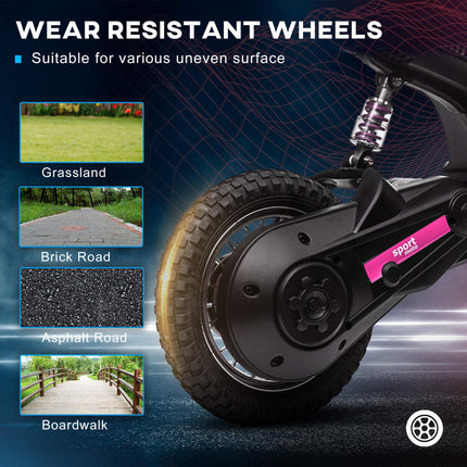 24V Electric Dirt Bike with Twist Grip Throttle, Music Horn, 12" Pneumatic Tyres, 16 Km/h Max Speed - Pink