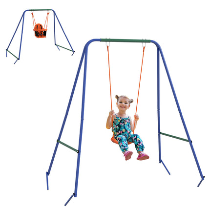 2 In 1 Metal Frame Nursery Swing with Safety Belt - Orange
