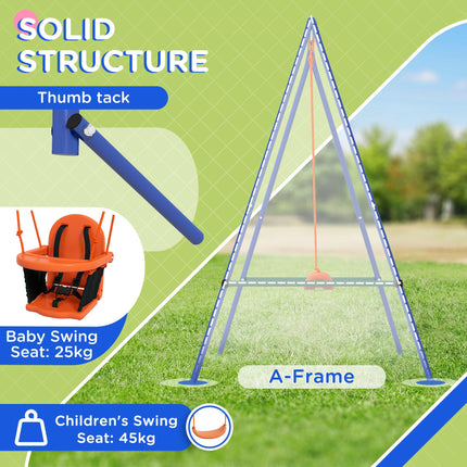 2 In 1 Metal Frame Nursery Swing with Safety Belt - Orange