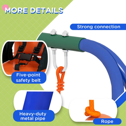2 In 1 Metal Frame Nursery Swing with Safety Belt - Orange