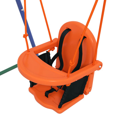 2 In 1 Metal Frame Nursery Swing with Safety Belt - Orange