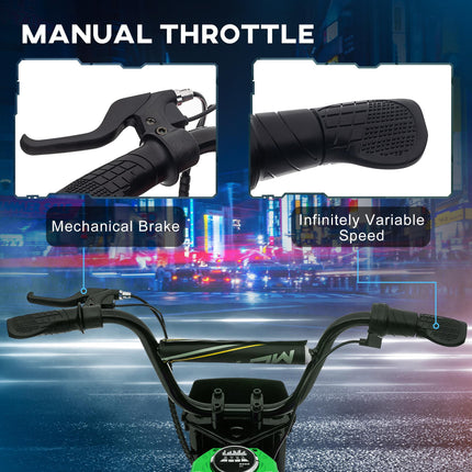 24V Electric Dirt Bike with Twist Grip Throttle, Music Horn & 12" Pneumatic Tyres - Green