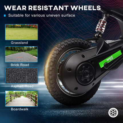24V Electric Dirt Bike with Twist Grip Throttle, Music Horn & 12" Pneumatic Tyres - Green