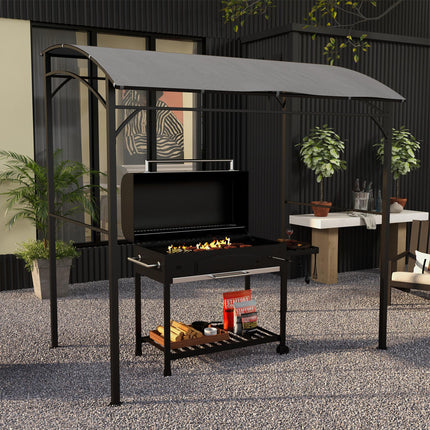 2.2 x 1.5 m BBQ Grill Gazebo Tent with Metal Frame & Hooks - Grey