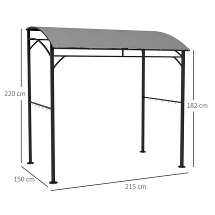 2.2 x 1.5 m BBQ Grill Gazebo Tent with Metal Frame & Hooks - Grey