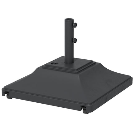60kg Square Parasol Base with Wheels for 38mm & 48mm Poles - Black