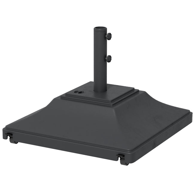 60kg Square Parasol Base with Wheels for 38mm & 48mm Poles - Black