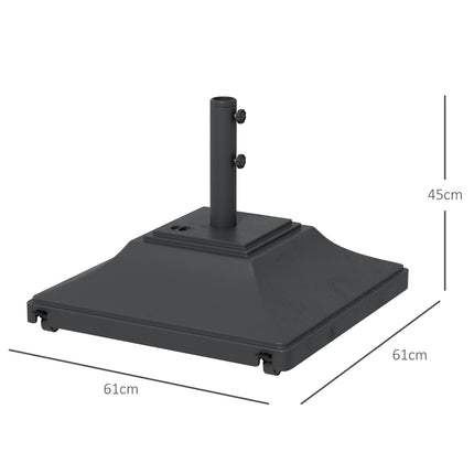 60kg Square Parasol Base with Wheels for 38mm & 48mm Poles - Black