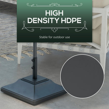60kg Square Parasol Base with Wheels for 38mm & 48mm Poles - Black