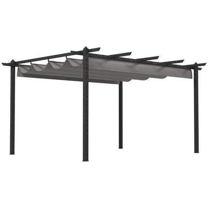 4 x 3 Metre Aluminium Pergola with Retractable Roof - Grey