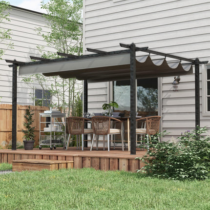 4 x 3 Metre Aluminium Pergola with Retractable Roof - Grey