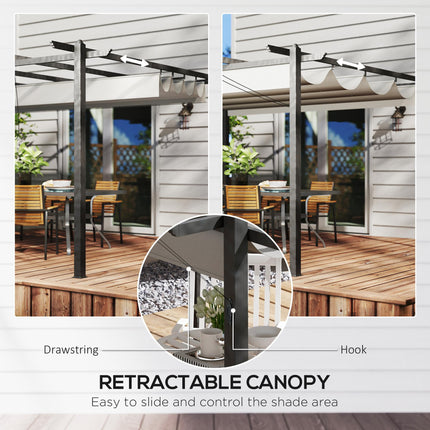 4 x 3 Metre Aluminium Pergola with Retractable Roof - Grey