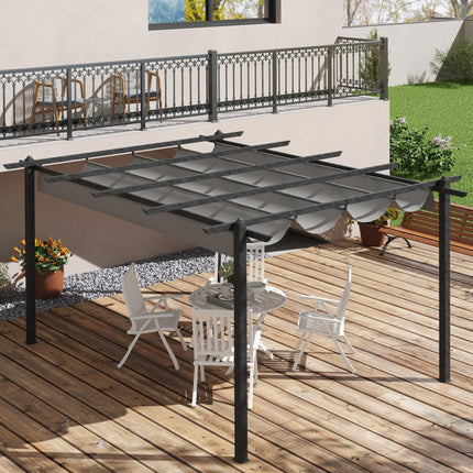 4 x 3 Metre Aluminium Pergola with Retractable Roof - Grey