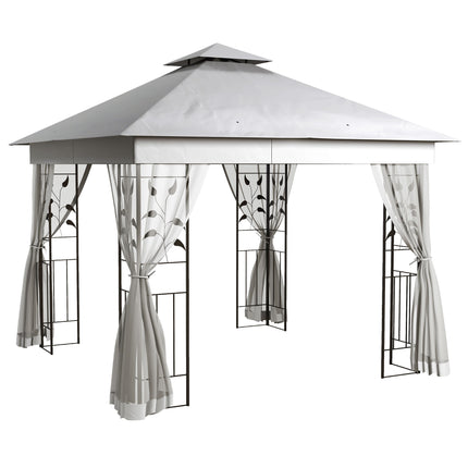 3 Meter Outdoor Garden Gazebo with Steel Frame and Canopy - Light Grey