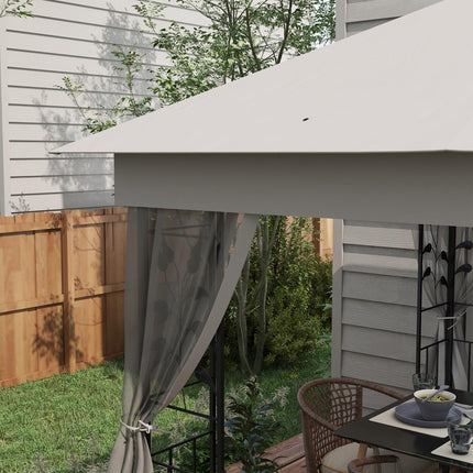 3 Meter Outdoor Garden Gazebo with Steel Frame and Canopy - Light Grey