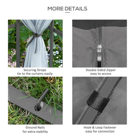 3 Metre Patio Gazebo with Mosquito Netting and Steel Frame - Grey